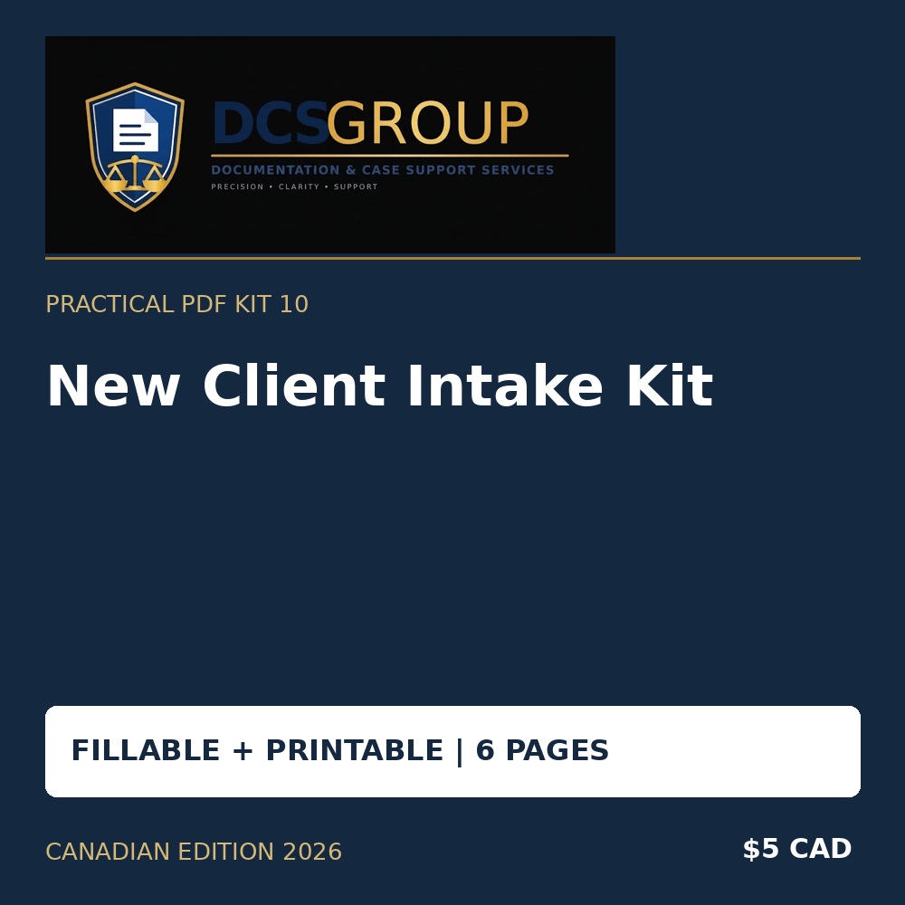 New Client Intake Kit — fillable and printable PDF kit
