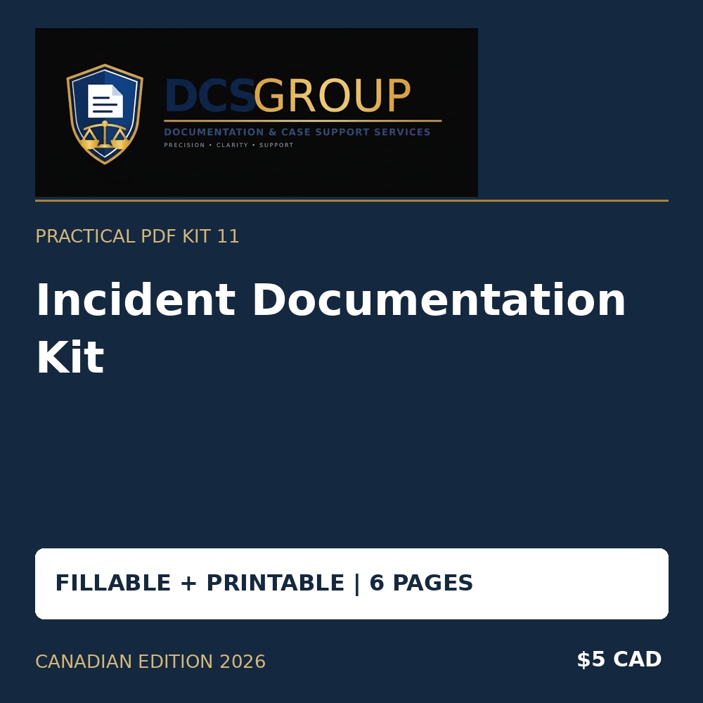 Incident Documentation Kit — fillable and printable PDF kit