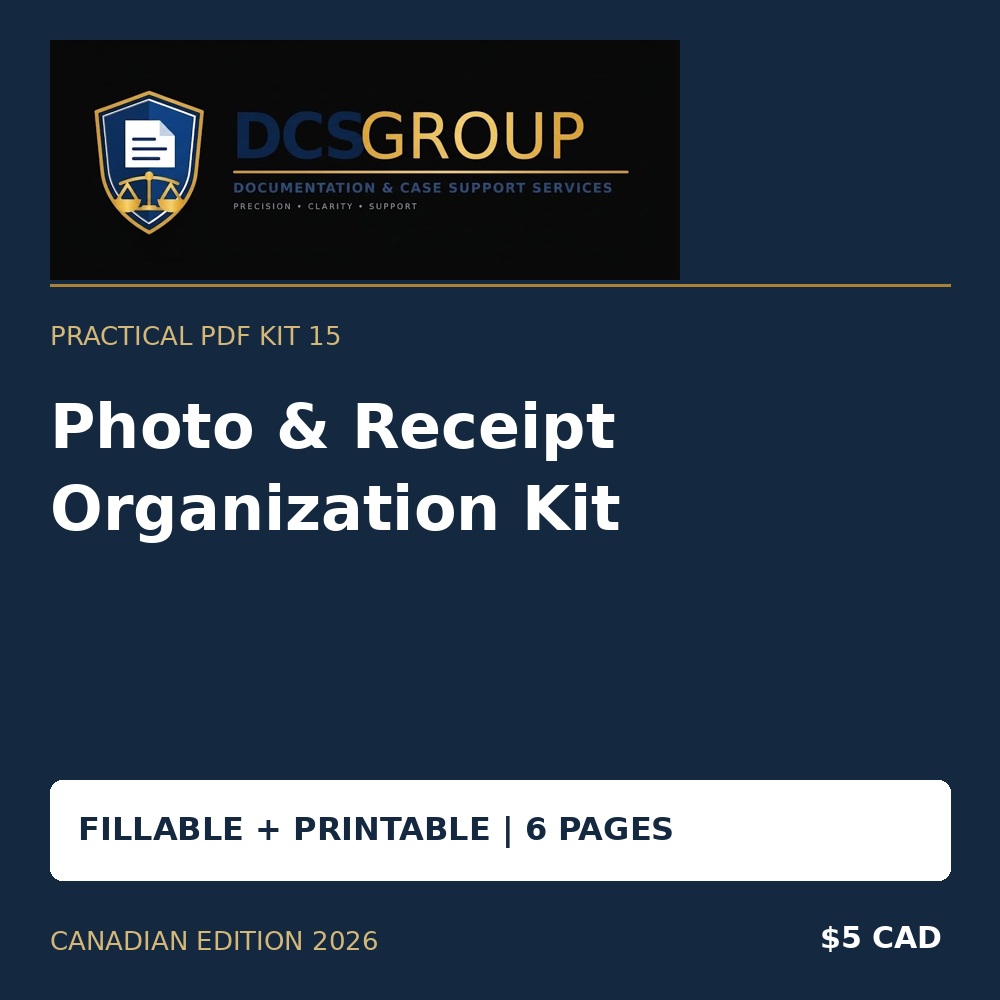 Photo & Receipt Organization Kit — fillable and printable PDF kit